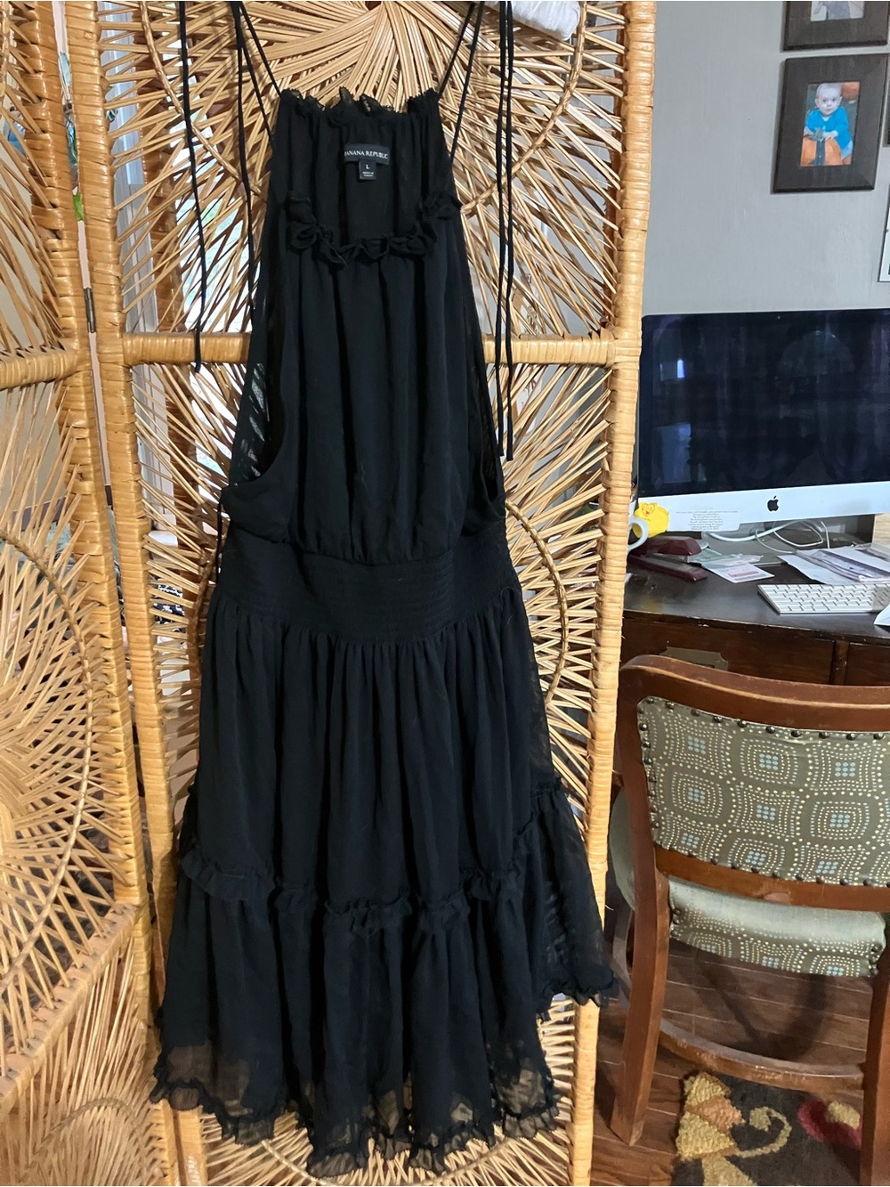 Banana Republic Black Sleeveless Tiered Maxi Dress